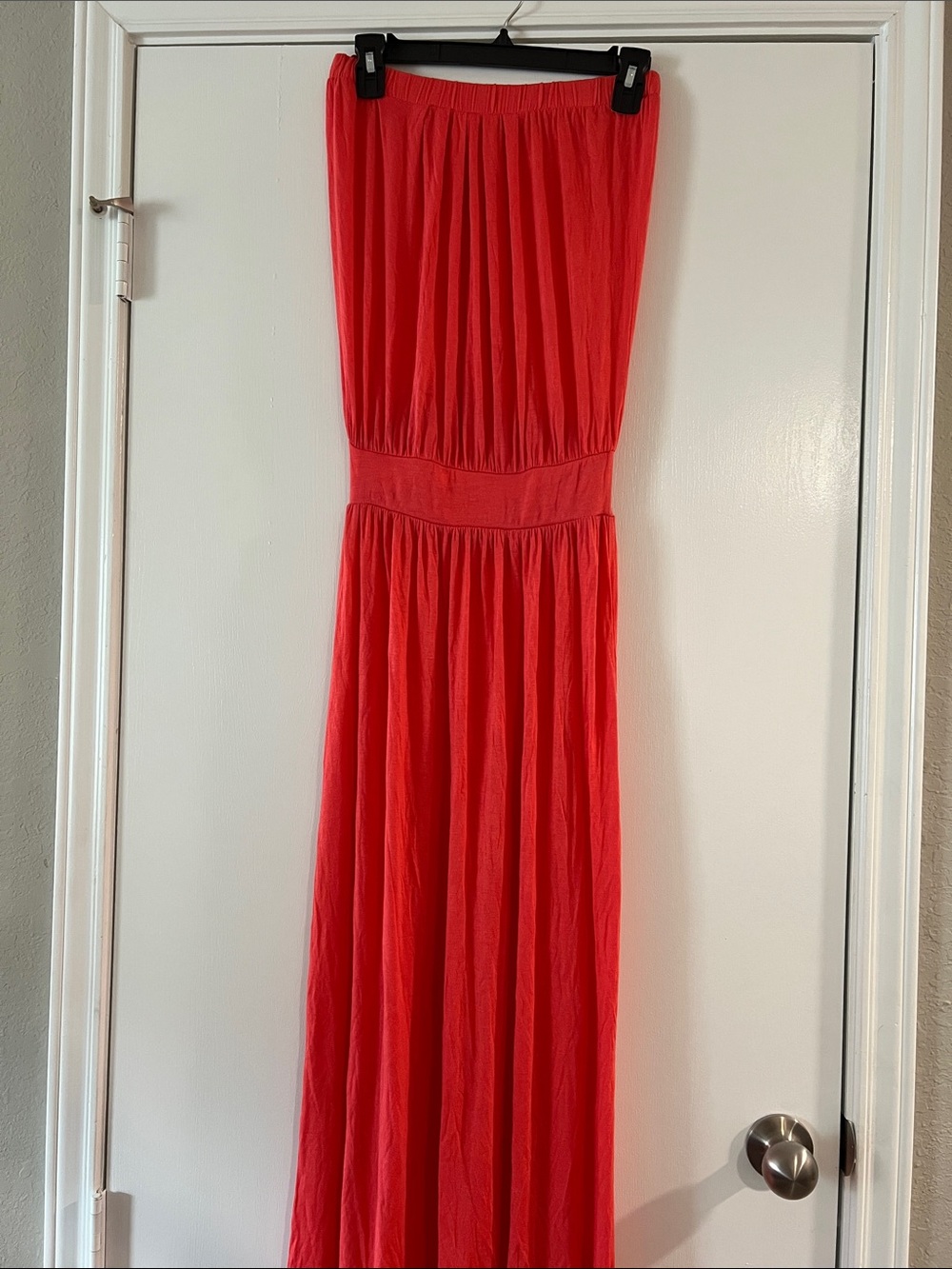 Arden B Coral Strapless Maxi Dress